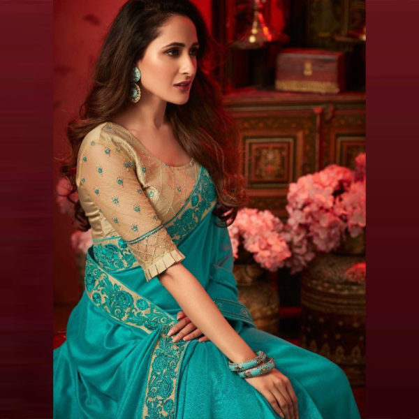 blue and gold silk saree blouse online sri lanka