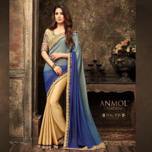 gold and blue shaded saree online sri lanka