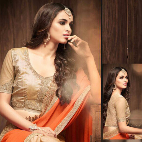 gold and orange saree blouse online sri lanka