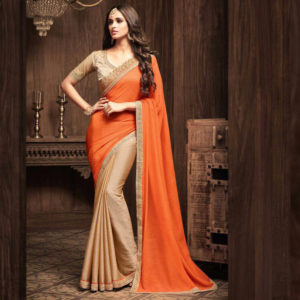 gold and orange saree online sri lanka