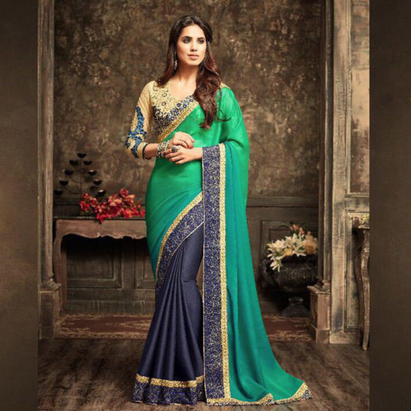 green and blue saree online sri lanka