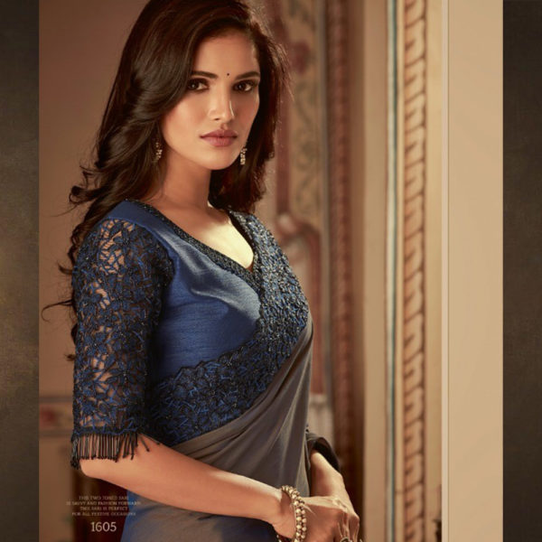 navy blue and grey saree blouse online sri lanka