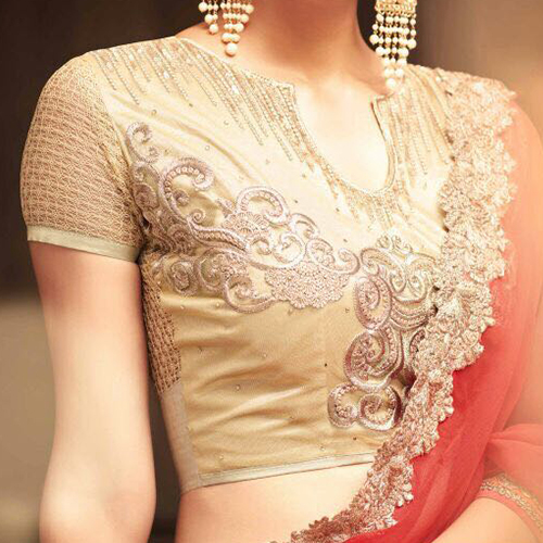 Buy Wedding Wear Peach Zarkan Work Net Saree Online From Surat Wholesale  Shop.